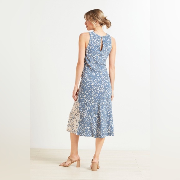 Rails Gabriella Sleeveless Ruched front midi dress with Turquoise print Size L - Picture 3 of 7